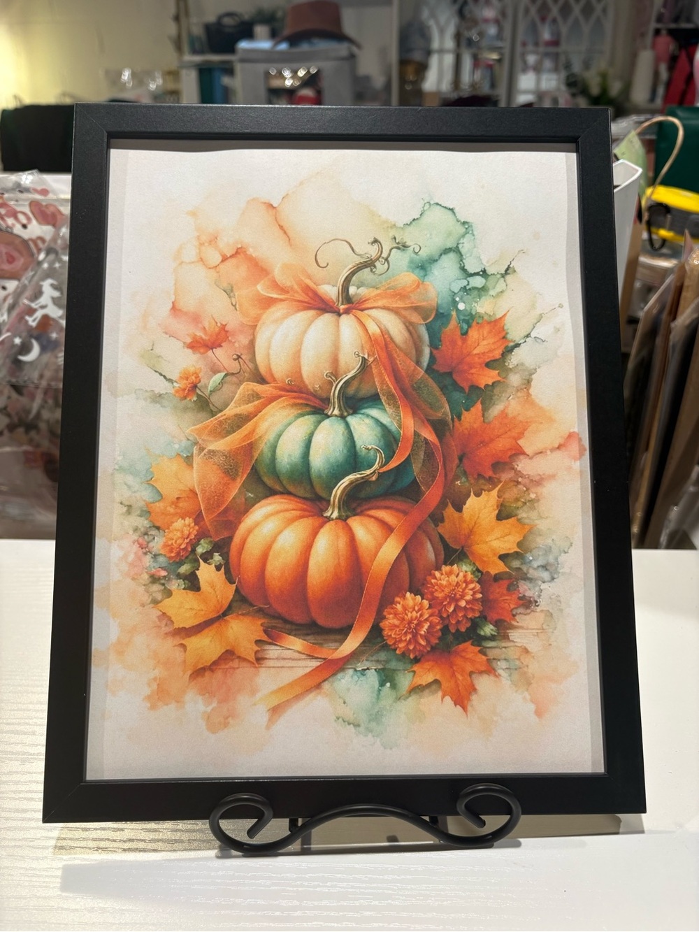 Autumn Stacked Pumpkin Framed 8x10 Wall Art Print
